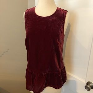 J Crew women peplum velvet top